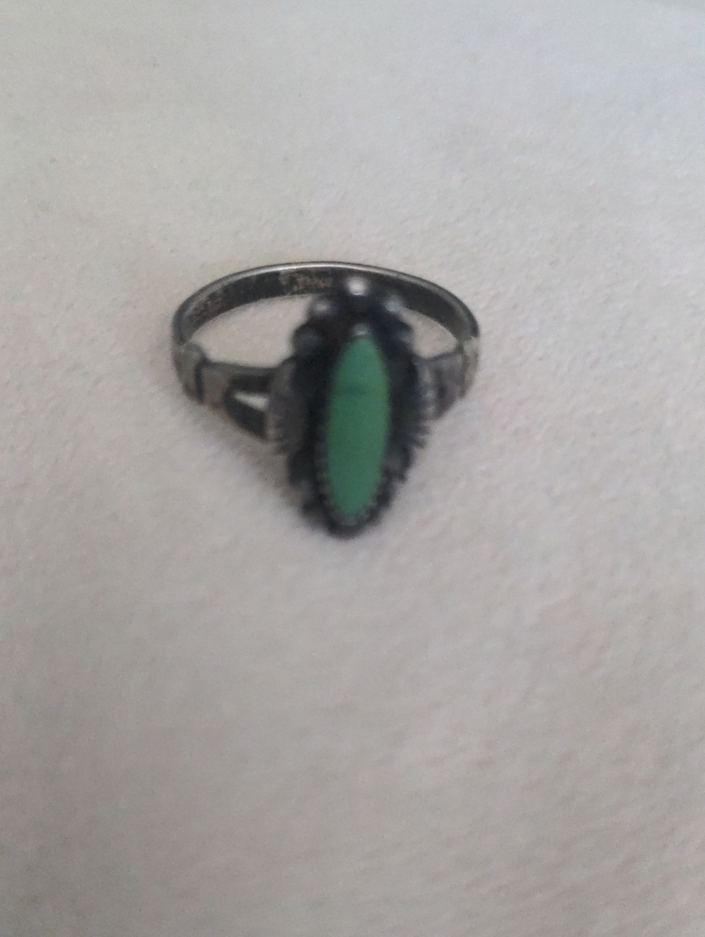 Vintage Bell Trading Post Sterling Silver Teardrop Turquoise Ring, Sz 6.